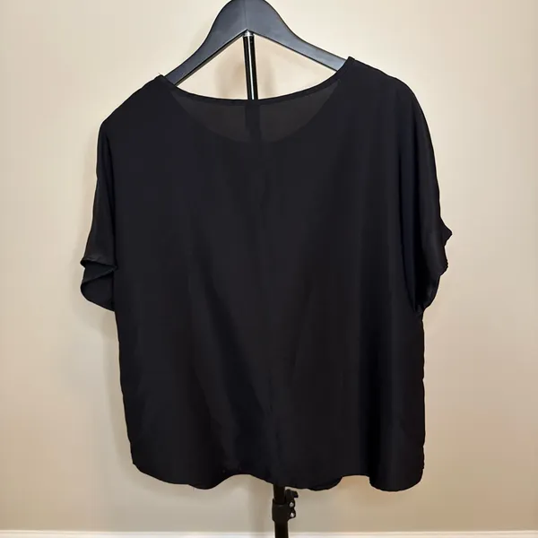 Emery Rose Black Satin Short Sleeve Top -XL - Image 3