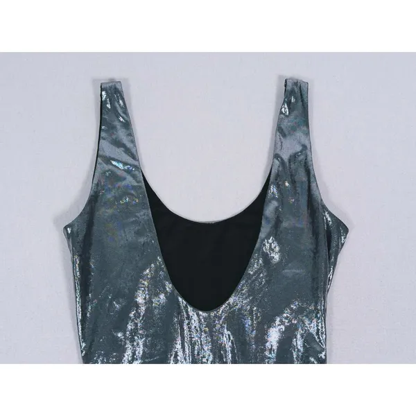 Superdown Nadia Metallic Bodysuit Size S Silver Festival Rave Club Disco Party - Image 6