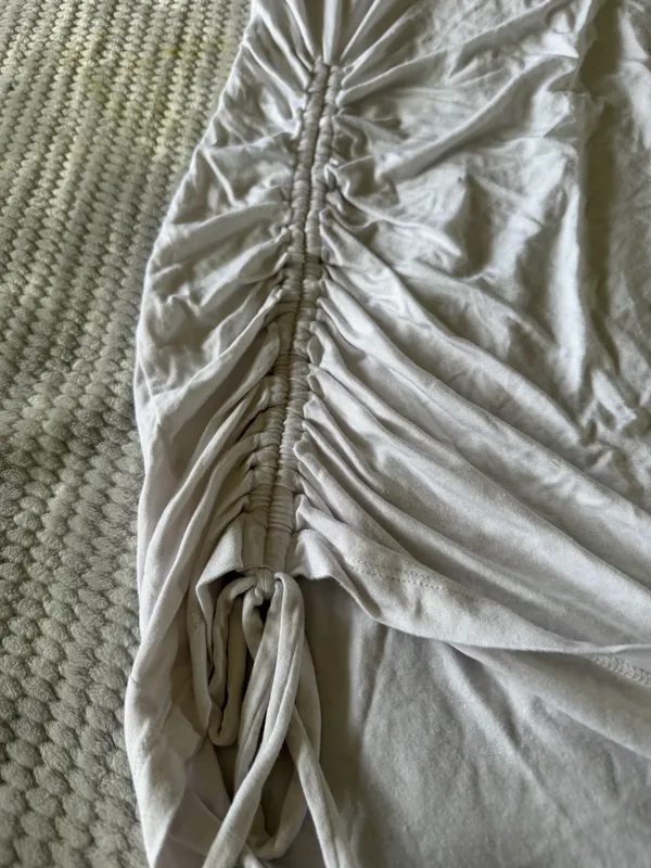 Elegant White Ruched Swim Coverup - Image 3