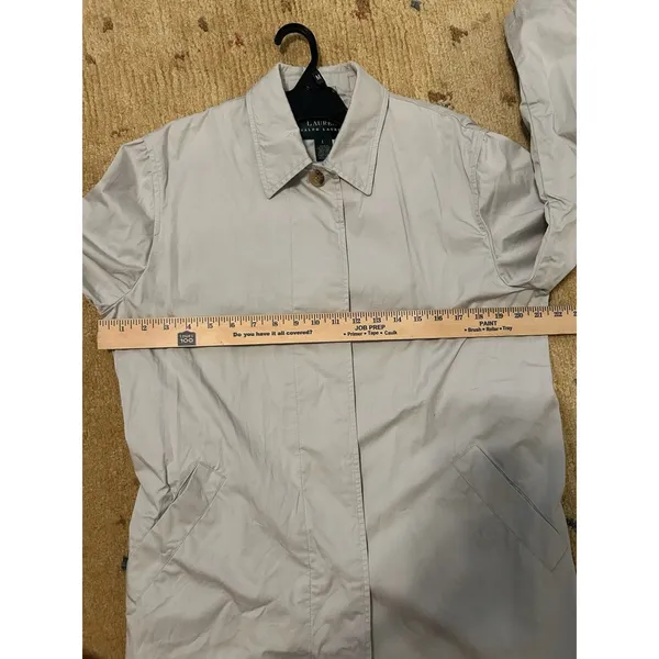 Lauren Ralph Lauren Cream Trench Coat Jacket Size Large Chic Minimalist Staple - Image 8