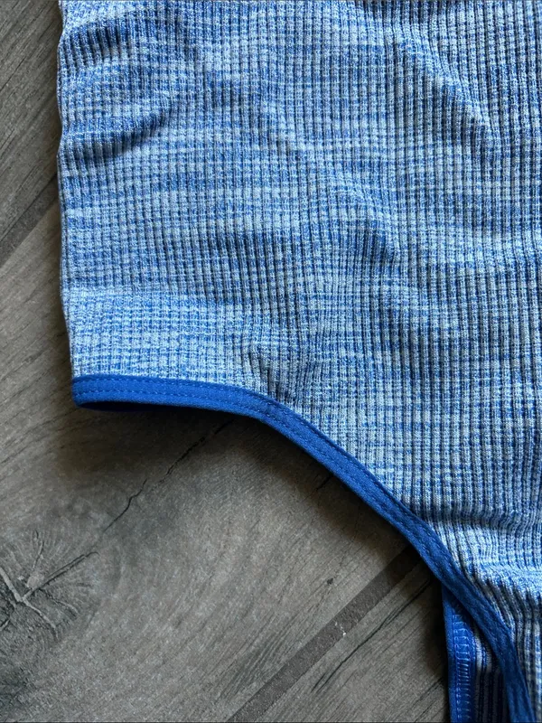 BDG Light Blue Ribbed Bodysuit with Royal Blue Trim - Image 4