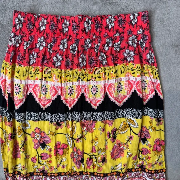 BOHO Patchwork Tiered‎ High Low Maxi Skirt Floral Ruffle Peasant Gypsy Size XS - Image 7
