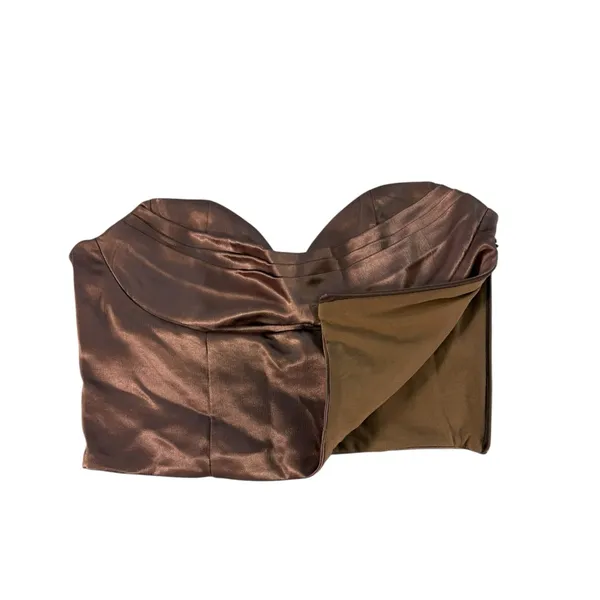 Zara Satin Effect Corset Top Rose Bronze Strapless Bustier Women S NWT - Image 7