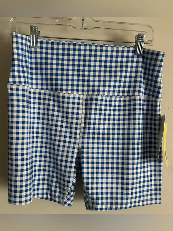 All in Motion Everyday Soft Ultra High-Rise Bike Shorts 6" Blue Gingham - Image 3