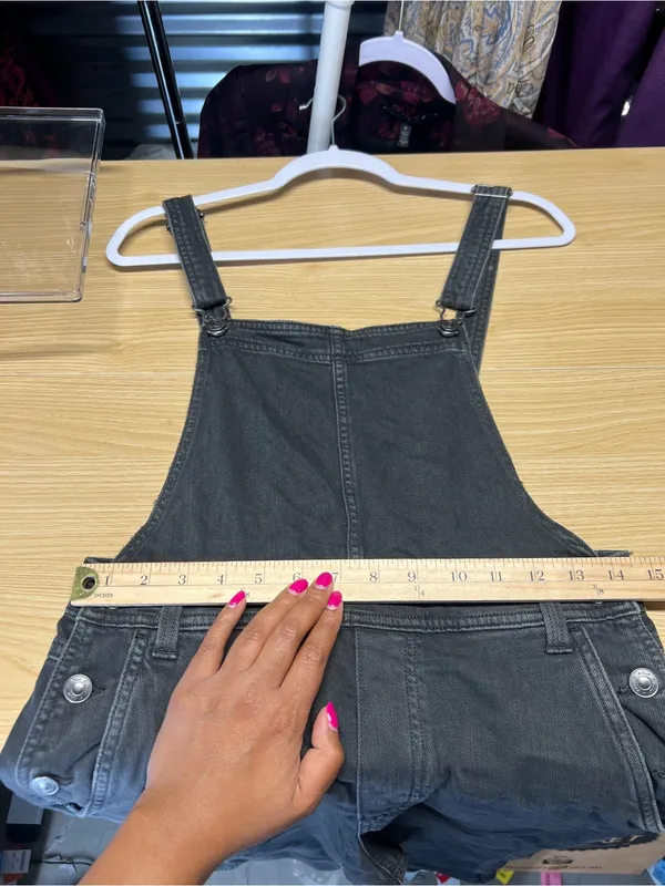 Aerie Baggy Y2K Overalls Smoked Gray Black Denim Size S - Image 14