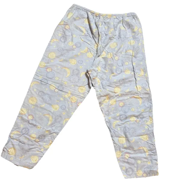 Lanz Of Salzburg Celestial Moon and Stars Flannel Pajama Set‎ Blue Large 2 Piece - Image 10