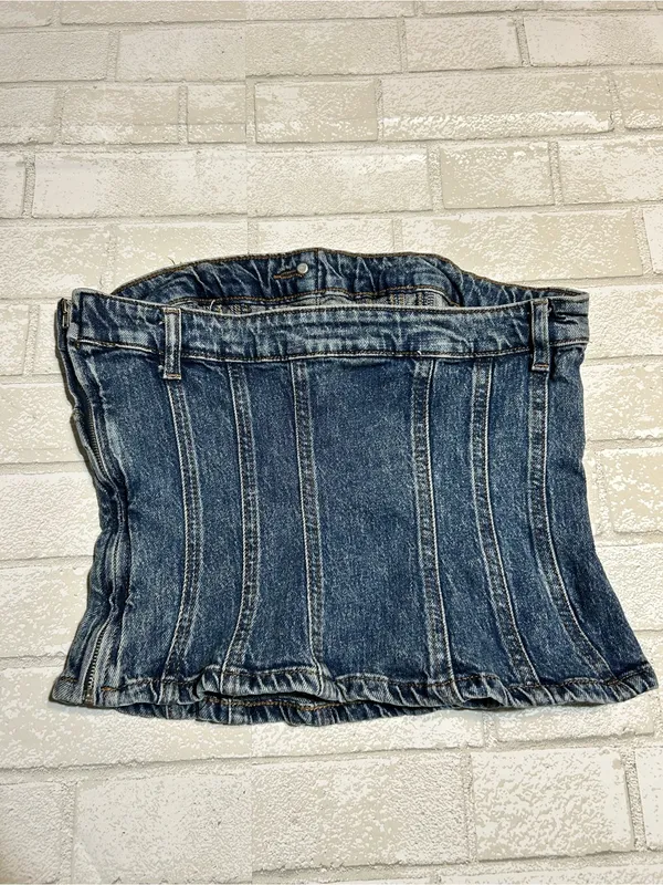 H&M Denim Corset-Style Tube Top - Image 2