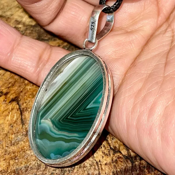 Botswana Agate Pendant 2” Green - Image 2