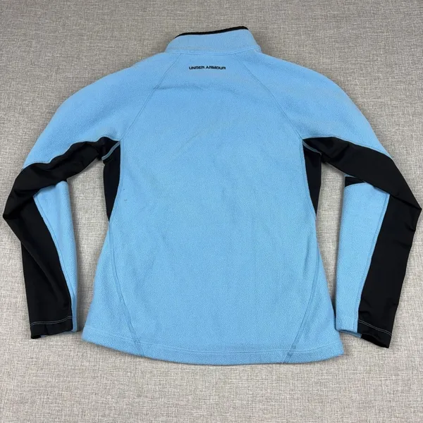 Under Armour Sweatshirt Womens Small Blue Black 1/4 Zip Fleece Pullover Pockets - Image 6