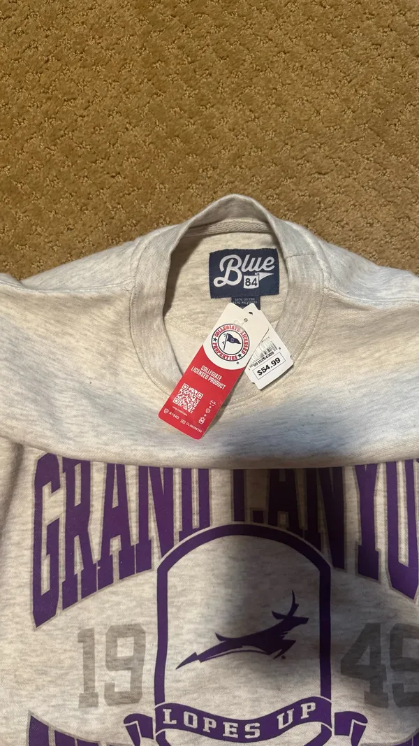 Blue 84 Grand Canyon University crewneck sweatshirt with purple text and logo, size S #college #gcu - Image 2