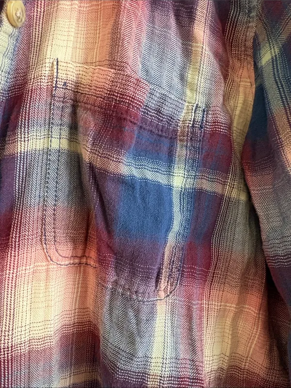 American Eagle Outfitters Plaid Button-Down Shirt in Blue, Red & White - Image 3