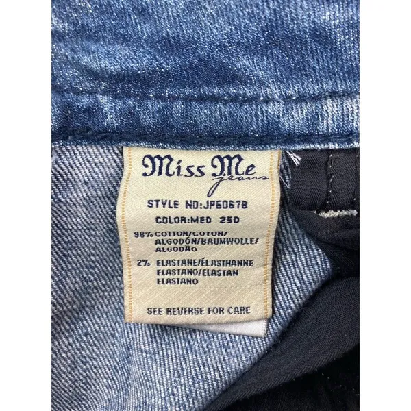Miss Me Bootcut Womens Jeans Sz 27 Bling Rhinestone Distressed Denim Flap Pocket - Image 8