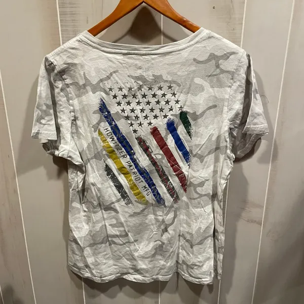 Cute camo v-neck classic stretchy t-shirt Howitzer Patriot Mfg. USA Merica - Image 3