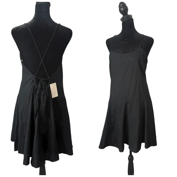 Coquette‎ Balletcore Strappy Backless Skater Mini Dress Womens M Black NEW - Image 2