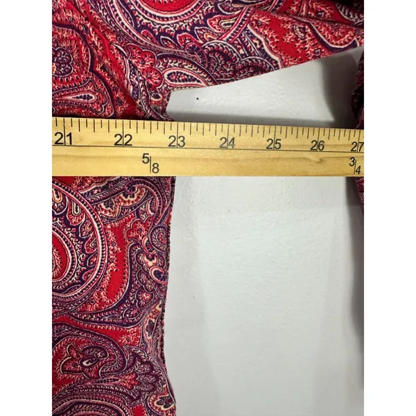 Lauren Ralph Lauren Pajama Top Womens L Red Paisley Long Sleeve Sleep Shirt‎ LRL - Image 5