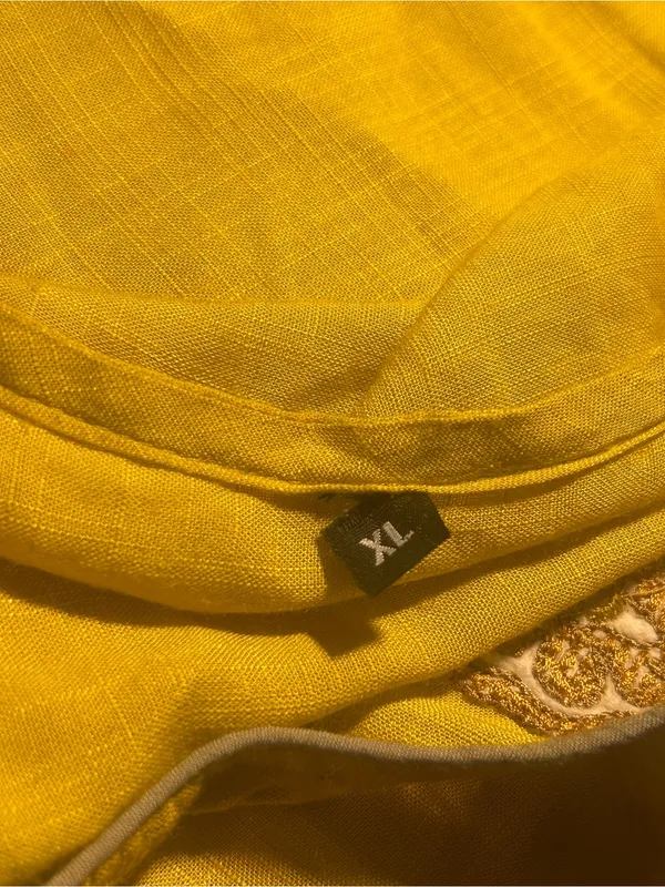 Yellow Embroidered Kurti Tunic Top Womens Size XL Boho Ethnic Casual Straight - Image 3