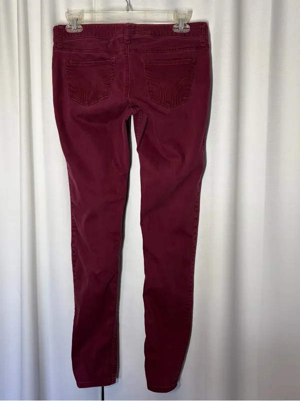 Hollister Jeans Womens 5R 27 Low Rise Skinny Pants Red Burgundy Stretch Y2K - Image 5