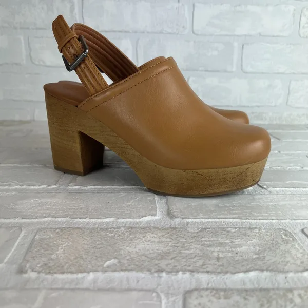 Universal‎ Thread Watson Clogs Womens 7.5 Brown Faux Leather Slingback Platform - Image 2