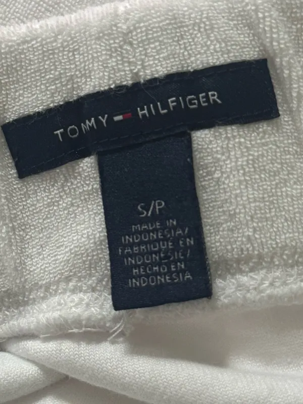 Y2K Tommy Hilfiger White Terry Cloth Mini Skirt Small Drawstring Logo - Image 8