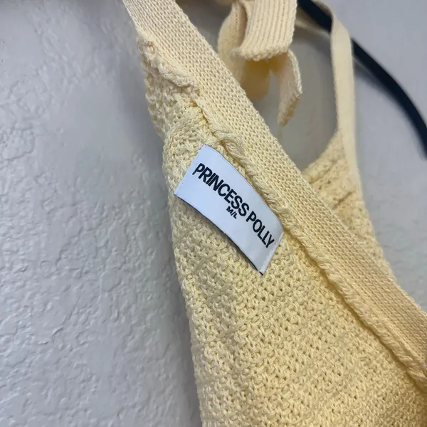 Princess Polly Crochet Halter Neck Tie Back in Yellow Size M/L - Image 5