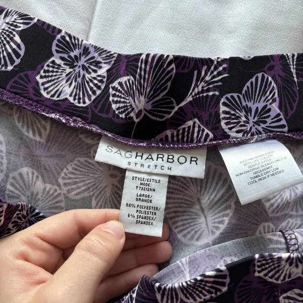 Vintage 90s Skirt Womens Large Black Purple Floral Stretch Feminine Dainty Fairy - Image 6