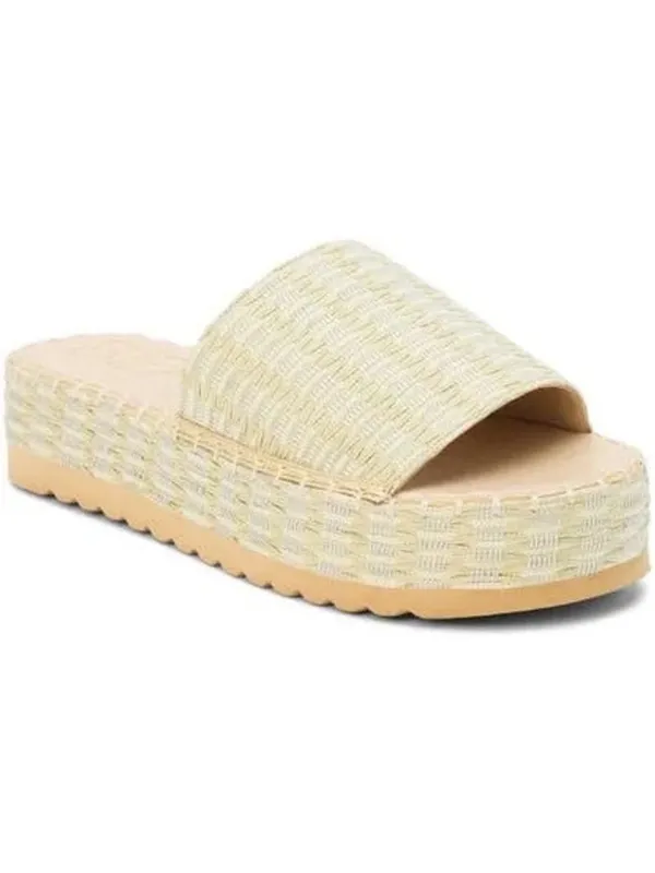 Coconuts by Matisse Del Mar Platform Slide Sandals Natural Raffia Size 9M - Image 5