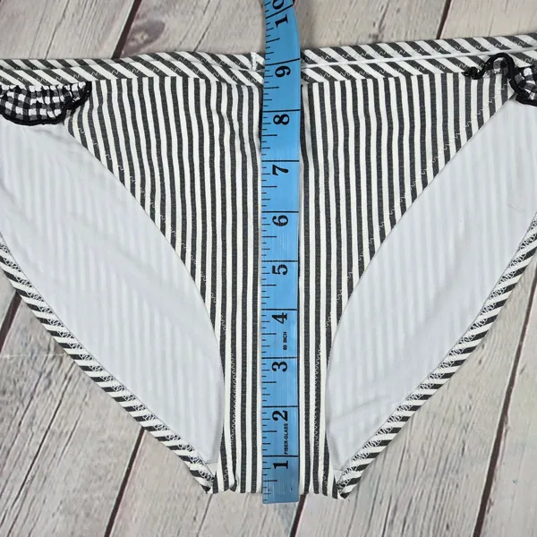 Aerie Bikini Bottoms Black White‎ Stripe Ruffle Gingham Size M - Image 8