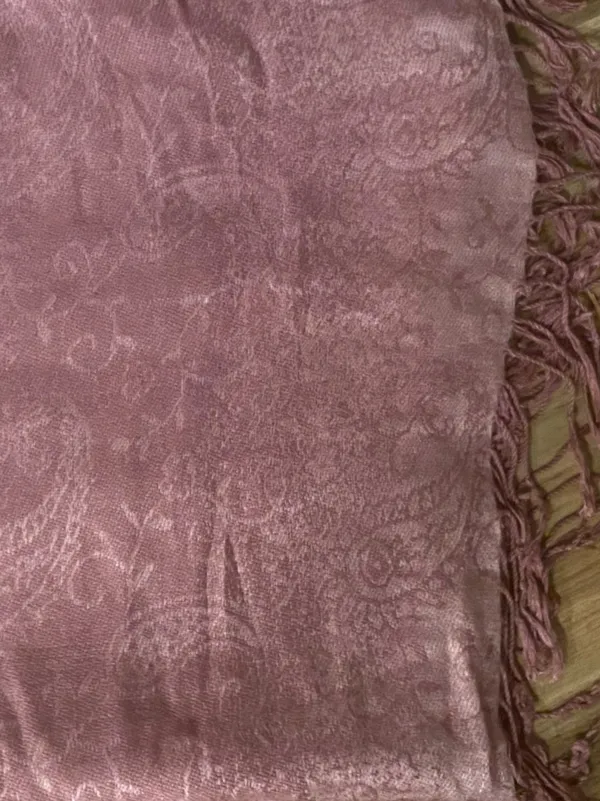 Women's Pink Pashmina Style Paisley Fringe Scarf - Image 2
