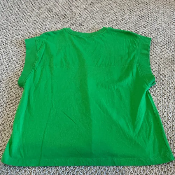 Zara Tee, Cuff Sleeves, Size Medium, Green, Brat, Christmas, Basic, Comfy - Image 2
