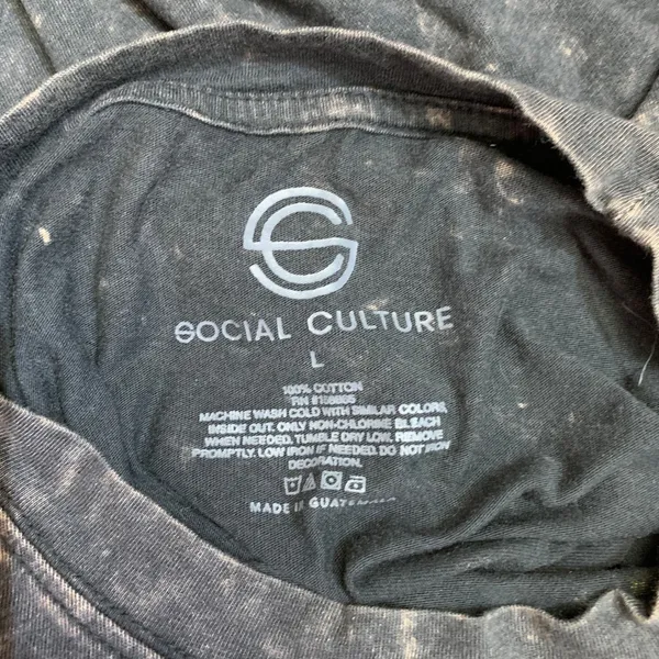 Social Culture‎ West Coast California Speedway Graphic T Shirt Black Acid Wash L - Image 6
