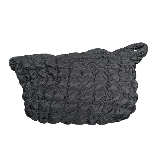 Black Quilted Puffer Shoulder Crossbody Hobo Bag - Image 6