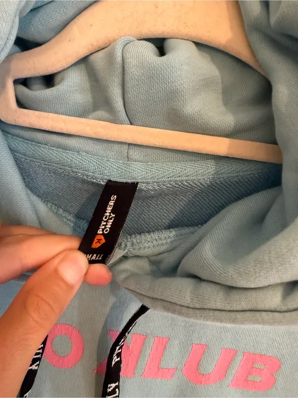 Pitchers Only PO Klub Blue & Pink Oversized Hoodie Size Small - Image 4