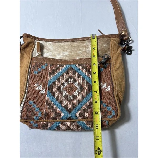 Myra Bag Aztec Cowhide Canvas Rug Purse Western Crossbody Southwestern - Image 11