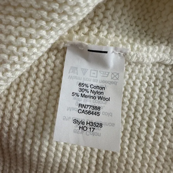 New J. Crew Cream Textured Knit Merino Wool Blend Sweater Womens Large Neutral‎ - Image 6