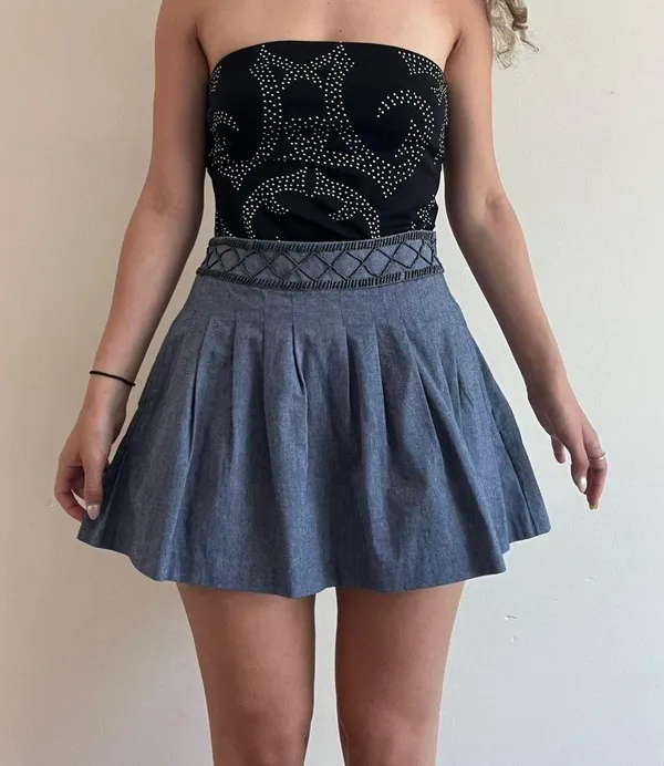 Forever 21 Blue Denim Vintage Y2K Mini Skirt - Image 2