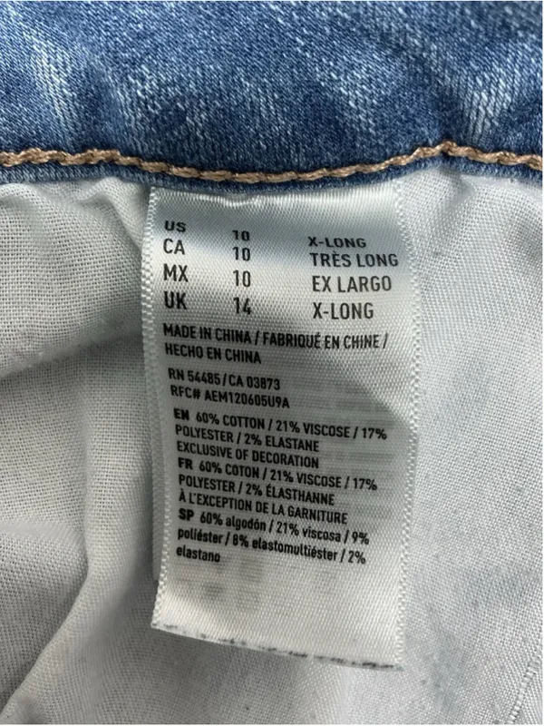 Womans Excellent American Eagle Jegging Distressed Stretch Blue Jeans Size 10 - Image 6