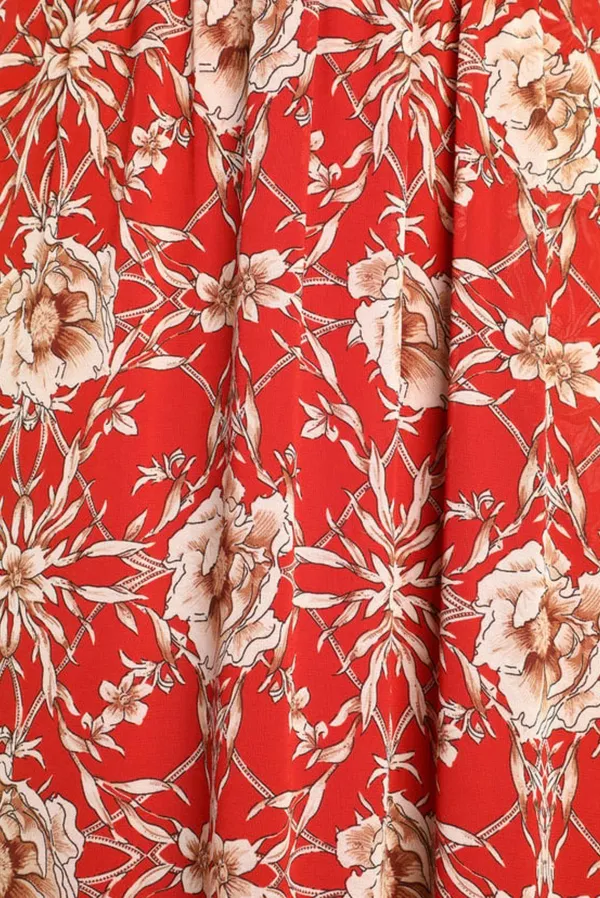 Lulus Rust Red Floral Midi Dress - Image 6
