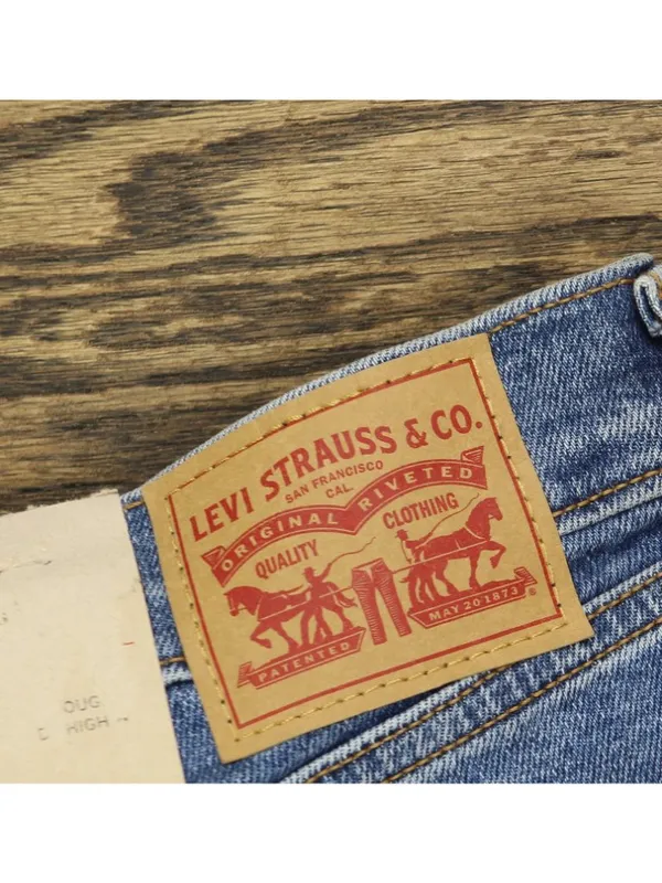 NWT Levi's Wedgie Straight Leg Jeans with Button Fly Love in the Mist Blue 20W - Image 8