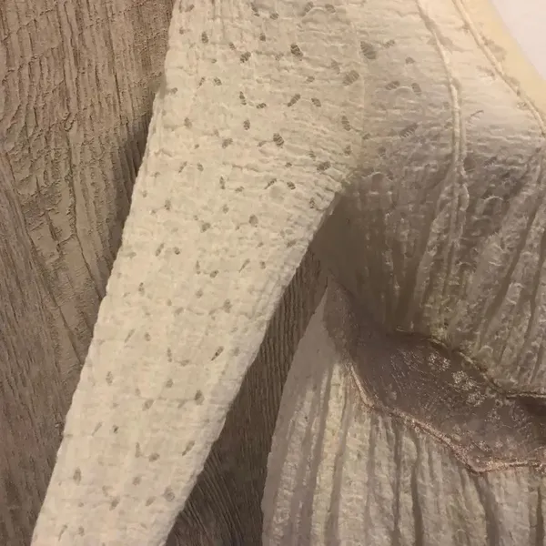 Free People Ivory Lace Cardigan Button Blouse Size M - Image 4