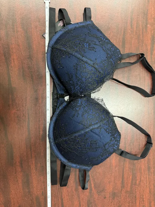Victoria’s Secret Front Closure Push Up Bra Blue with Black Lace Size 36B - Image 7