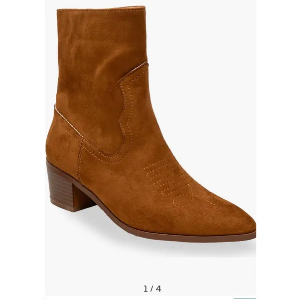 CHESE AND CHLOE Women's Brown Suede Ankle Boots Size 6 NIB Block Heel - Image 6