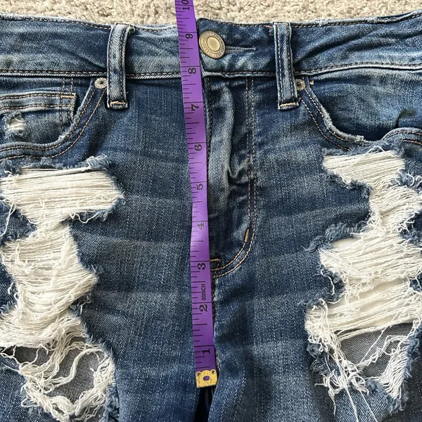 American Eagle hi rise‎ shortie Jean shorts size 4 - Image 6