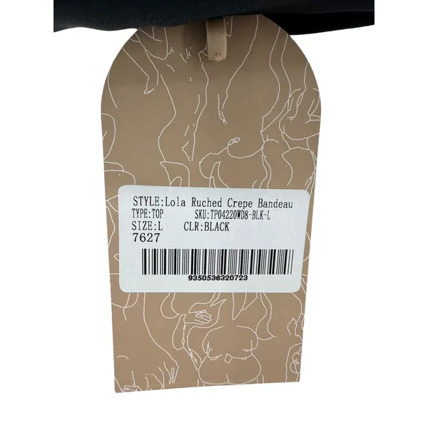 Meshki Lola Ruched Crepe Bandeau Top Black Strapless Crop Top Sz L New Going Out - Image 3