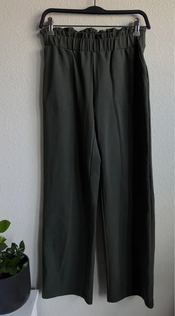 Joie XS Dark Green Straight Leg Pants Paperbag Waist - Image 3