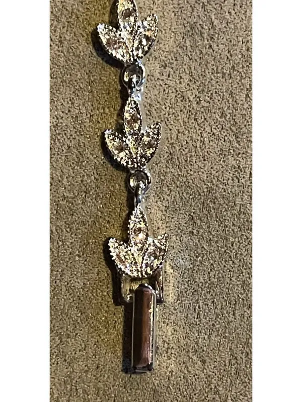 Vintage 80s Napier Silver Tone Leaf Link Tennis Bracelet USA - Image 7
