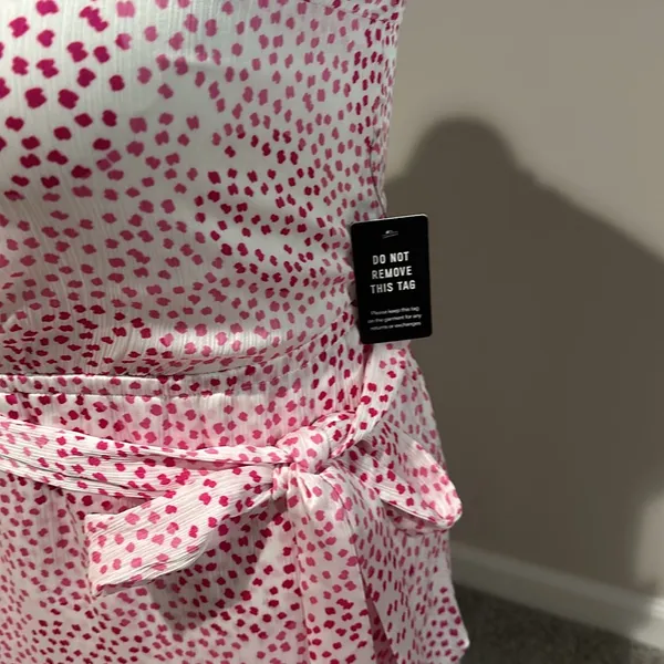 Express Dotted‎ High Neck Asymmetrical Fit and Flare Dress size small NWT - Image 3