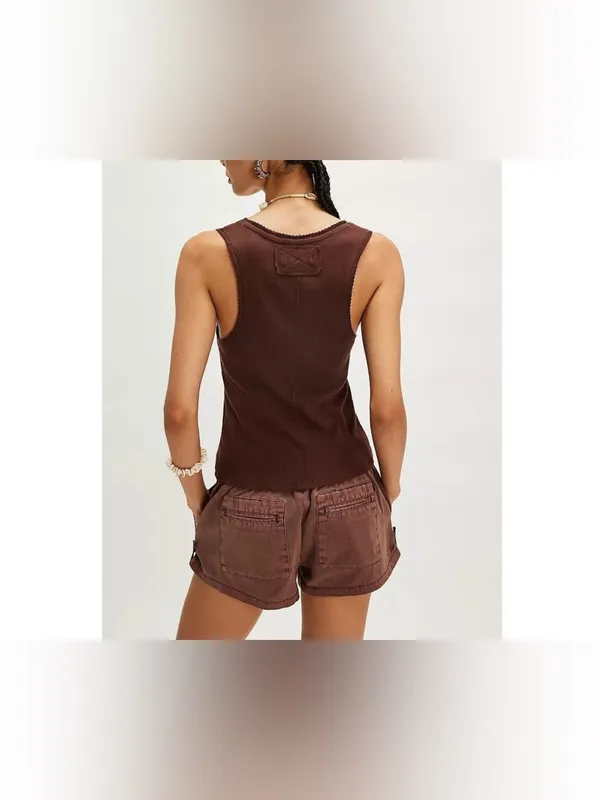 NWOT Free People We The Free Summer Tank - Brown combo - medium *IR* - Image 4