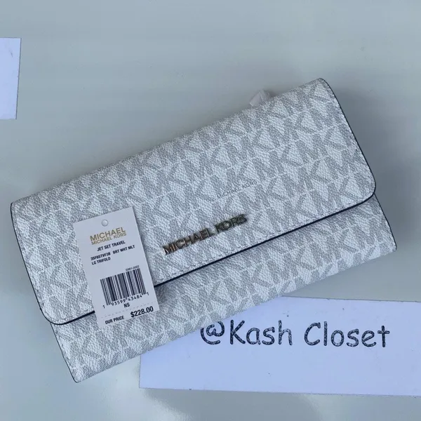 Michael Kors Bright White Multi Trifold Wallet - Image 5