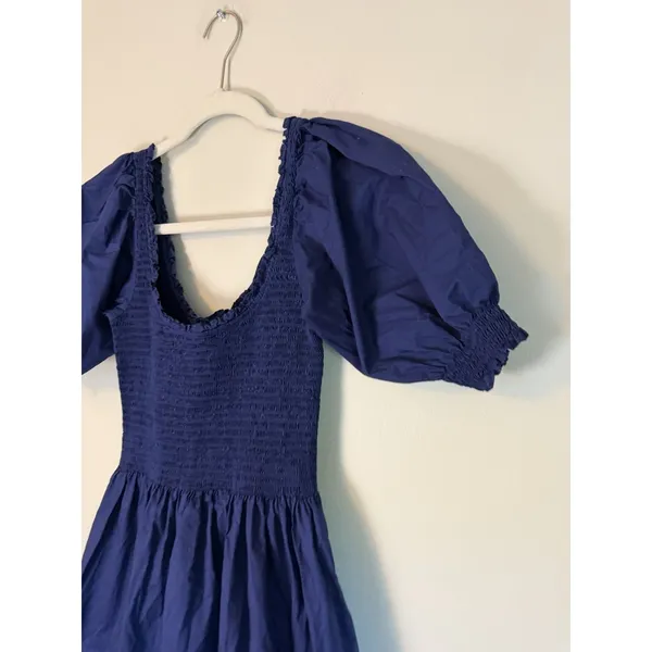 Hill House Nap Dress Navy Blue Smocked Short Puff Sleeve XXS EUC - Image 5