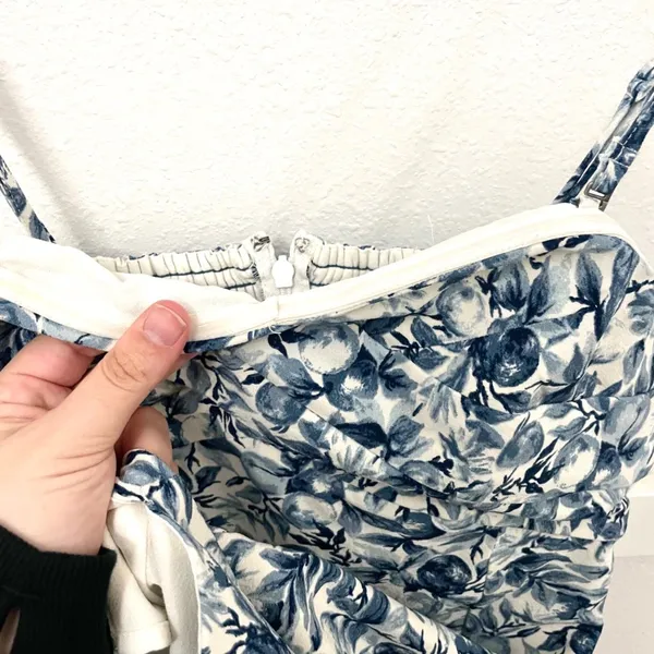 Abercrombie & Fitch 90s Slip Mini Dress Blue Floral Lemon Print Size M - Image 6